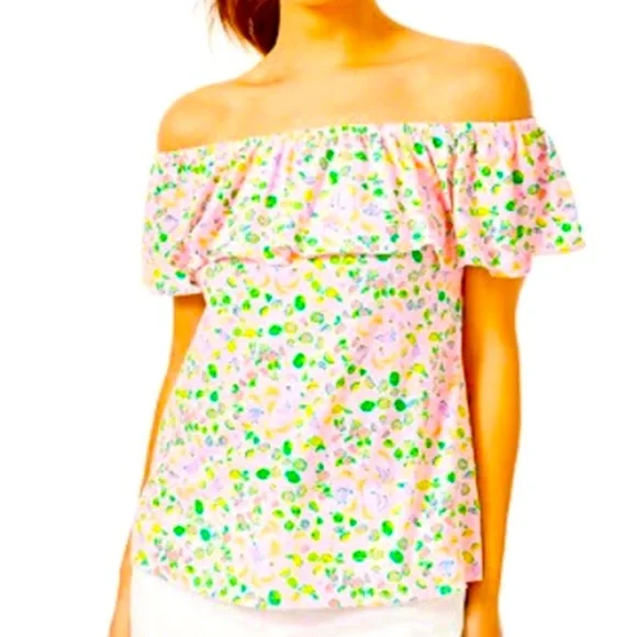New Lilly Pulitzer La Fortuna Top Urchin Pink Lil Juicy Fruit in Size Small - Picture 2 of 6